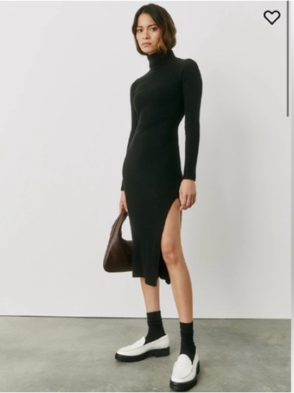 Reformation Robin ribbed Cashmere turtleneck sweater dress Minimalist sz S